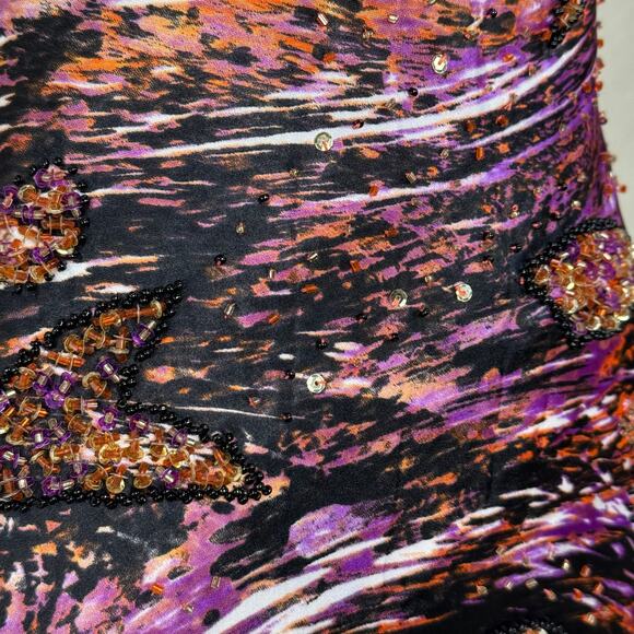 90s Y2k Cache Beaded Satin Tie Back Mermaid Formal Dress Sexy Party McBling 2 - Picture 5 of 15